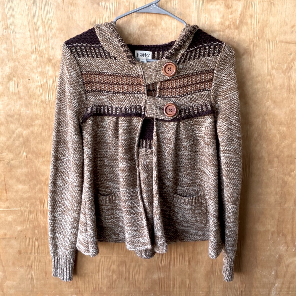 In Stitches Wool Blend Natural Cardigan